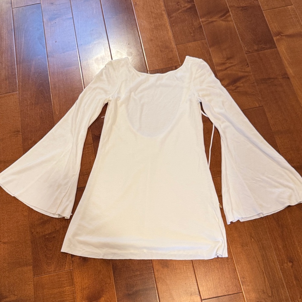 Zara Elegant White Bell Sleeve Dress